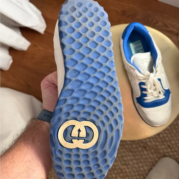 Gucci Men's White and Blue Sneakers